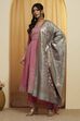 Silver Kattan Silk Floral Design Dupatta image number 2