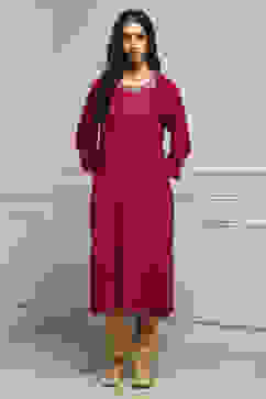 Pink Viscose Rayon Straight Dyed Kurta image number 5