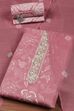 Pink Cotton Printed Embroidered Unstitched Suit Set image number 0