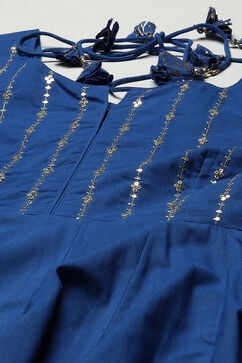 Blue Cotton Blend Anarkali Kurta Churidar Suit Set image number 1