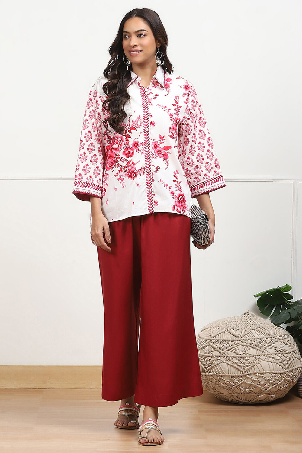 Navy Blue Viscose Solid Straight Palazzos image number 0