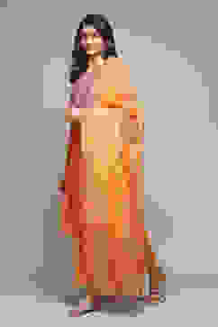 Orange Cotton Blend Straight Kurta Palazzo Suit Set image number 5