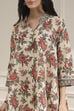 Off-White and Red Cotton A-Line Shirt image number 1