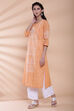 Orange Cotton Chikankari Embroidered Kurta image number 2