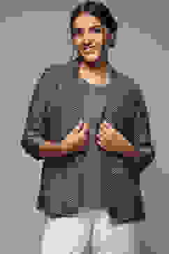 Marble Carbon Viscose Printed Jacket image number 6