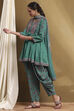 Fuchsia Viscose Floral Printed Peplum Suit Set image number 3