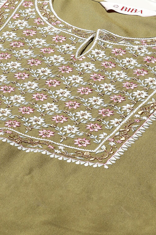 Light Pink Rayon Straight Kurta Pants Suit Set image number 1