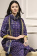 Indigo Blue Printed Straight Suit Set image number 7