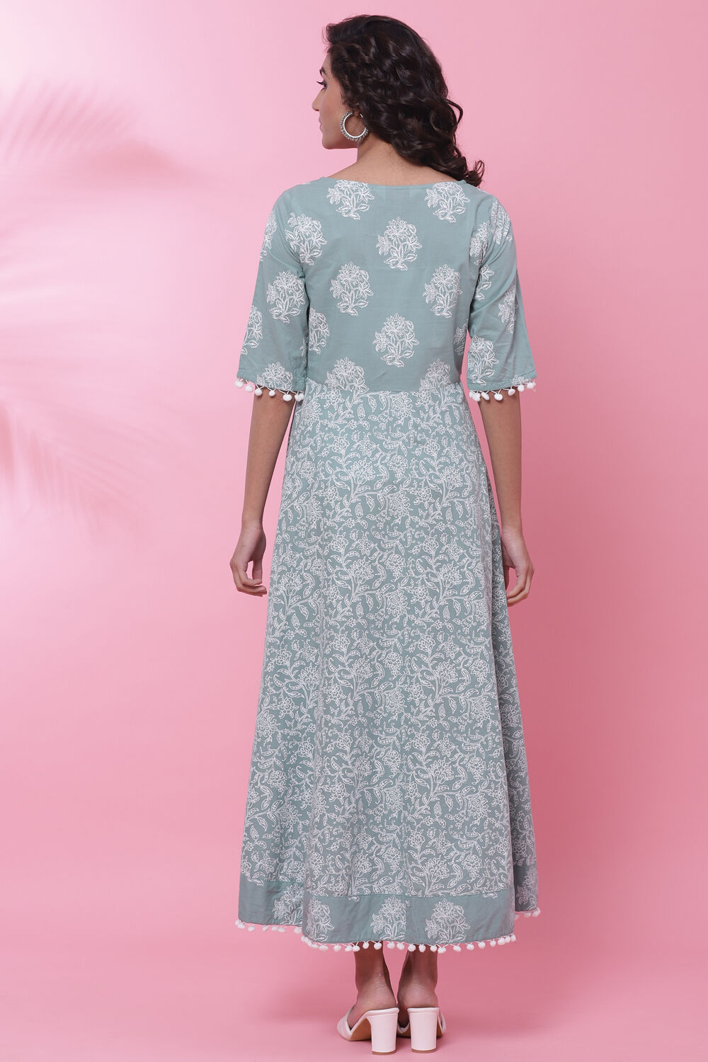 Onion Pink Cotton Printed Kurta Dress image number 4