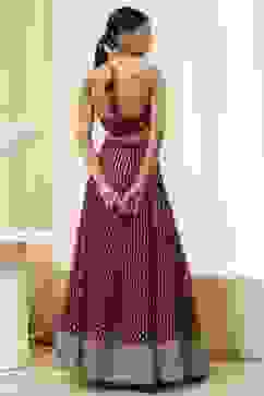 Burgundy Georgette Lehenga Set  image number 4