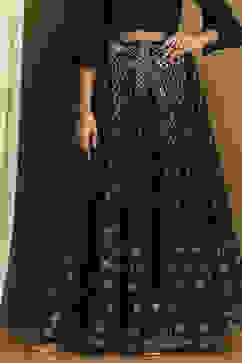 Black Shantoon Block Printed Festive Skirt image number 4