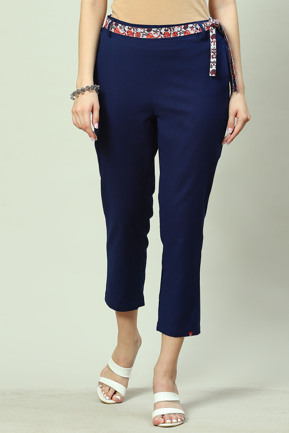 Off White Cotton Blend Palazzo image number 2