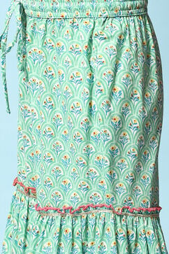 Green Cotton Straight Kurta Garara Suit Set image number 2