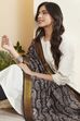 Black Chennur Silk Paisley Printed Dupatta image number 1