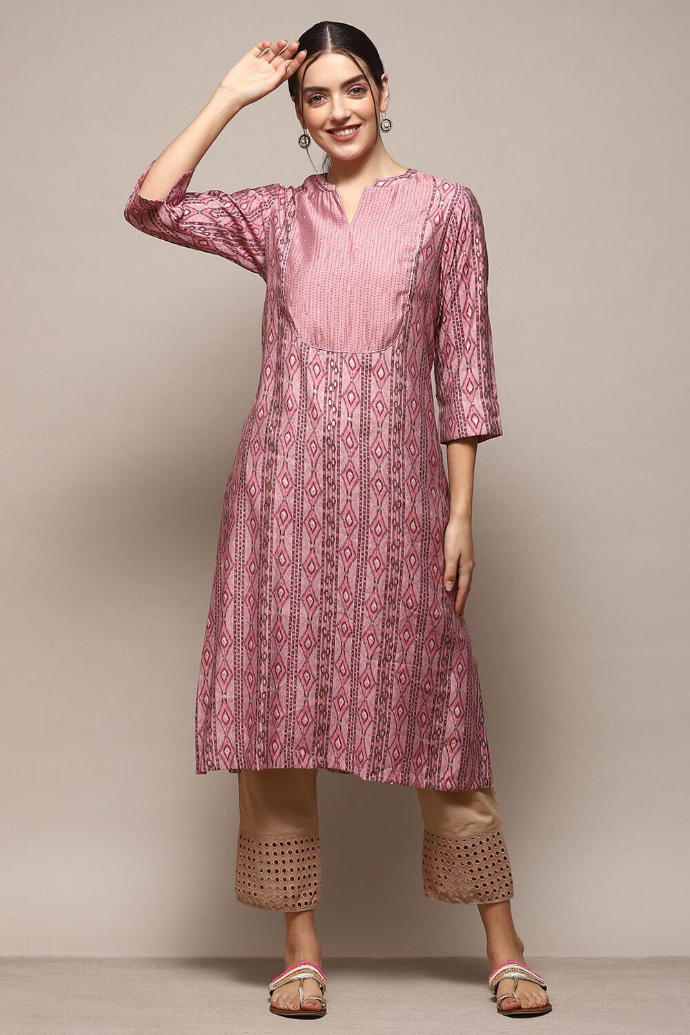 Green Poly Viscose Straight Printed Kurta image number 5