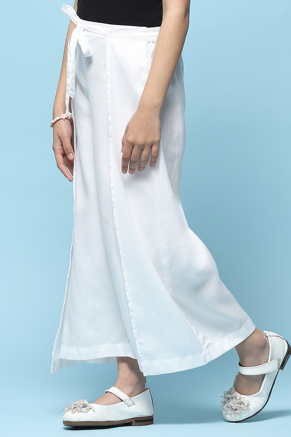 White Tencel Dobby Flared Pants image number 2