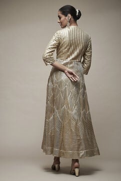 Gold Nylon Flared Cocktail Gown image number 2
