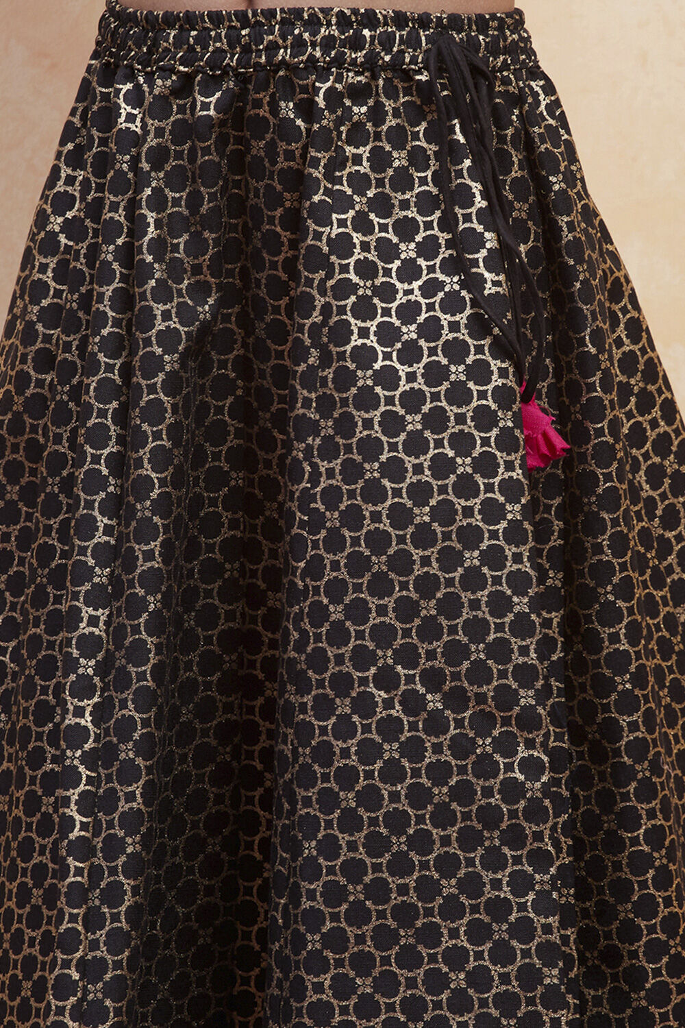 Black Printed Flared Lehenga Set image number 2