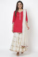 Pink And Ivory Cotton Kurta Garara Suit Set image number 2