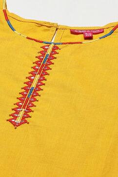 Yellow Cotton Straight Solid Kurta Set image number 1