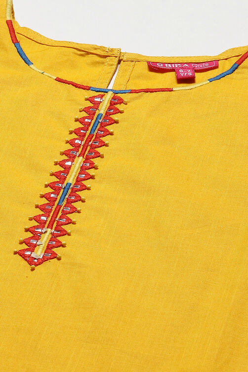Orange Cotton Straight Solid Kurta Set image number 1