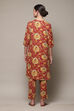 Red Cotton Straight Kurta Relaxed Pant Suit Set image number 4