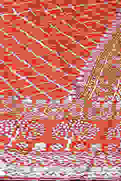 Red Art Silk Layered Kurta Churidar Suit Set image number 5