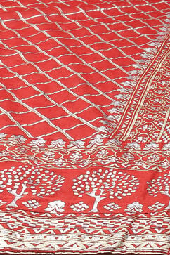 Red Art Silk Layered Kurta Churidar Suit Set image number 5