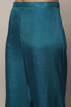 Turquoise Silk Blend Unstitched Suit set image number 3