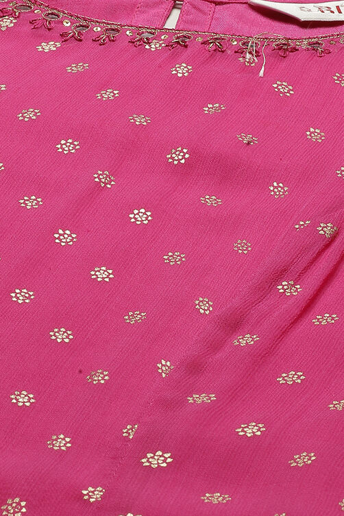 Fuschia Art Silk Asymmetric Kurta Set image number 1