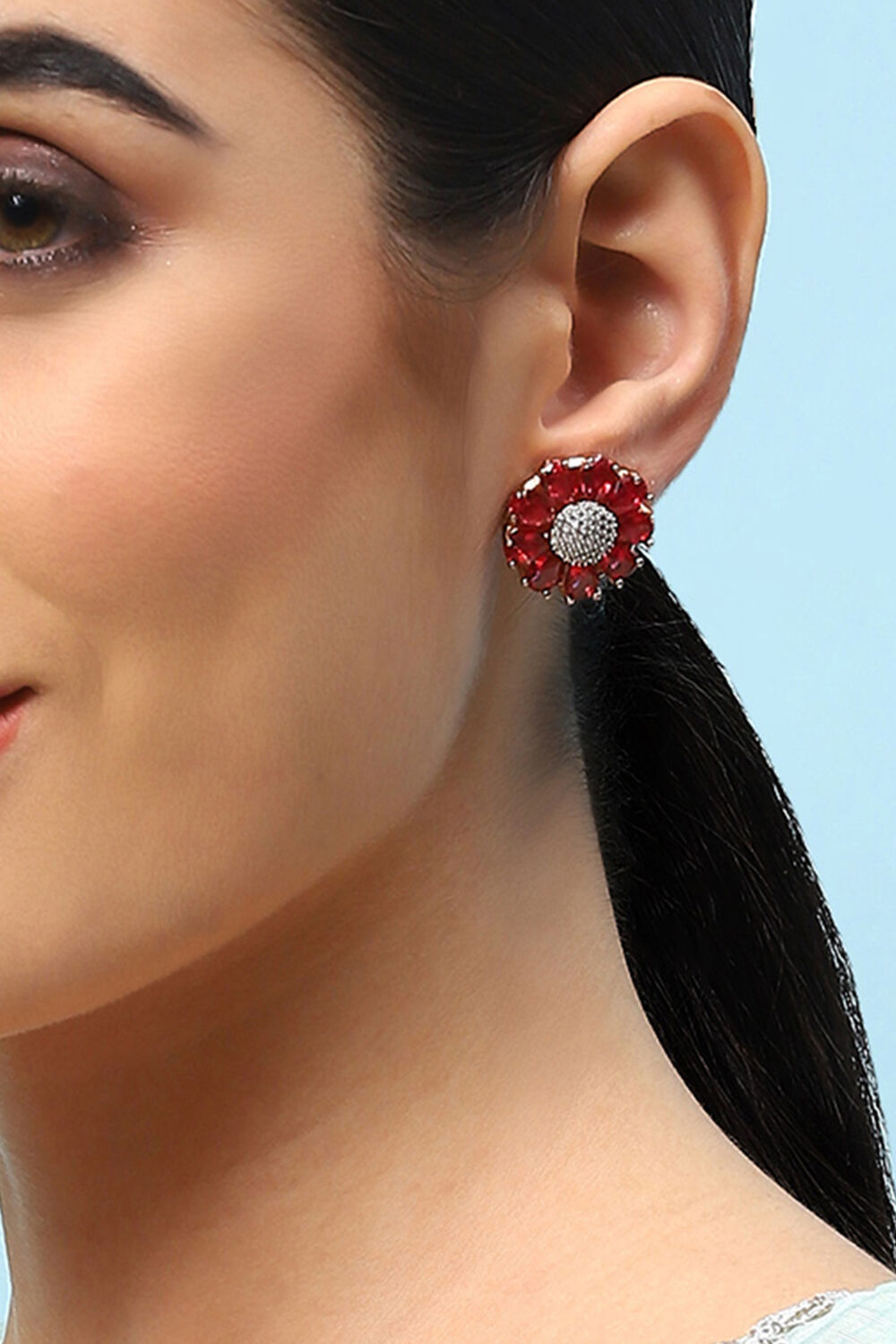 Dark Pink Brass Earrings image number 1