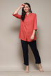 Navy Viscose Slim Solid Pants image number 0