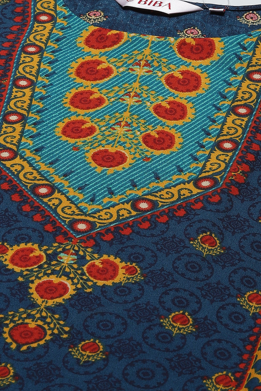 Rust LIVA Straight Printed Kurta image number 1