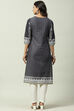 Black Cotton A Line Kurta image number 4