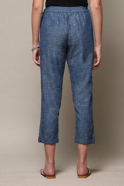 Blue Cotton Narrow Pants image number 4