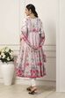 White Cotton Floral Printed Kalidar Suit Set image number 4