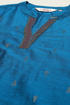 Blue Polyester Straight Kurta image number 1