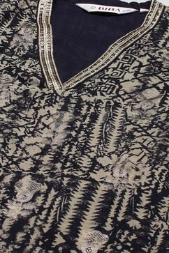 Indigo Cotton Blend Kalidar Printed Kurta Palazzo Suit Set image number 1