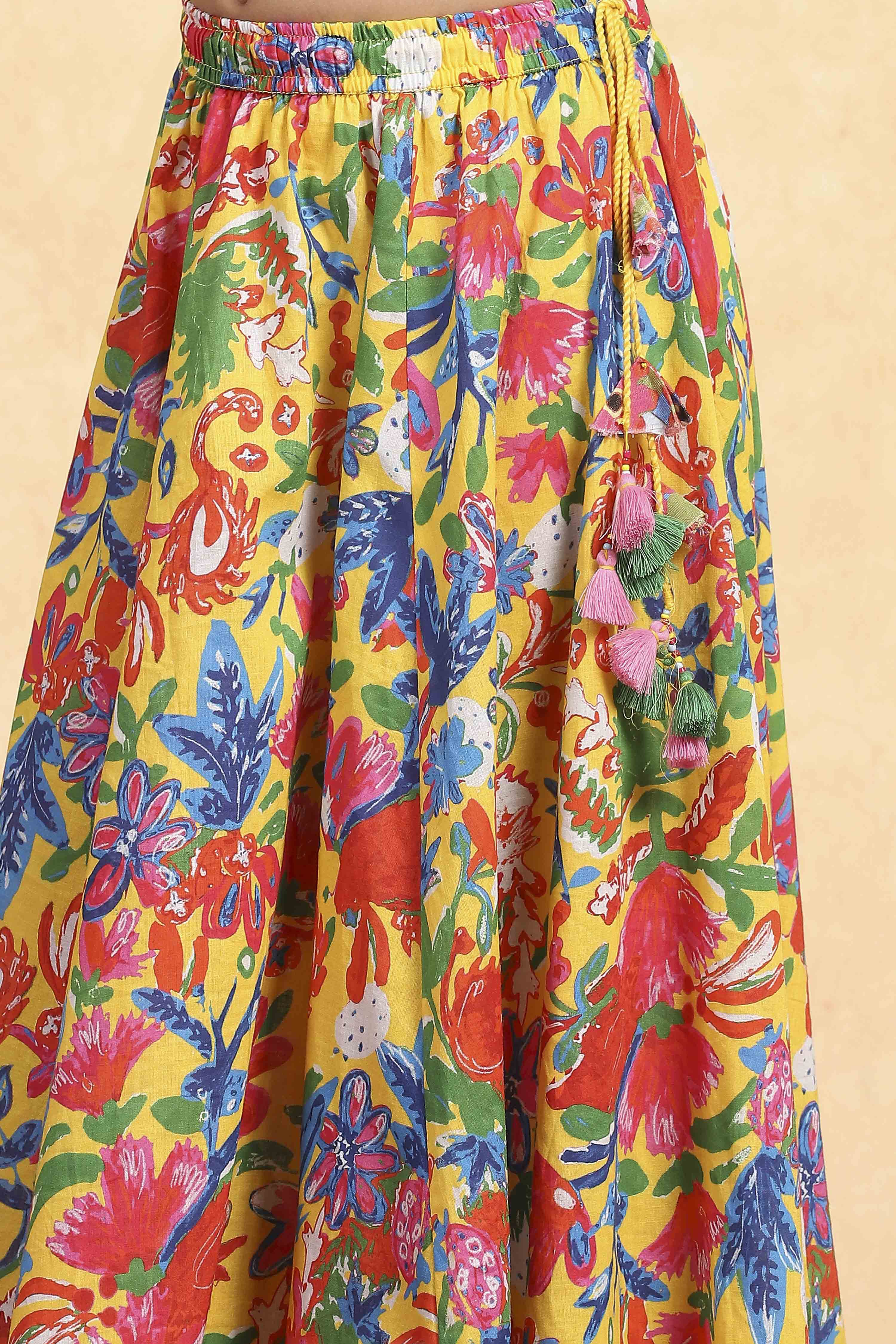 Light Pink Viscose Rayon Flared Printed Lehenga Set image number 2