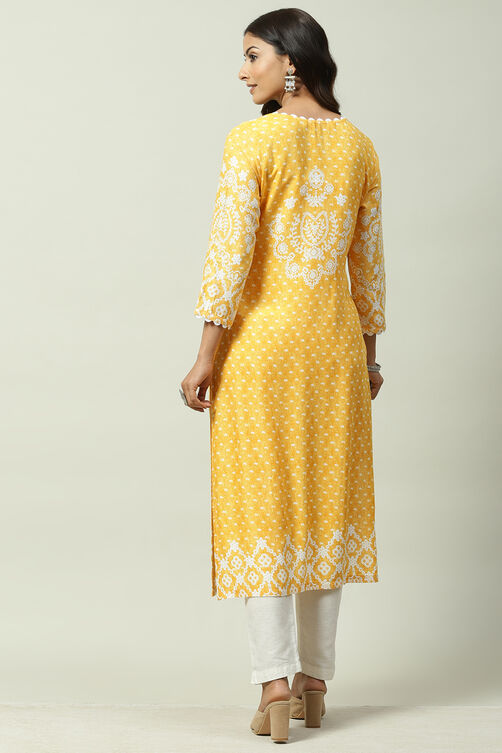 Pink LIVA Straight Kurta image number 4