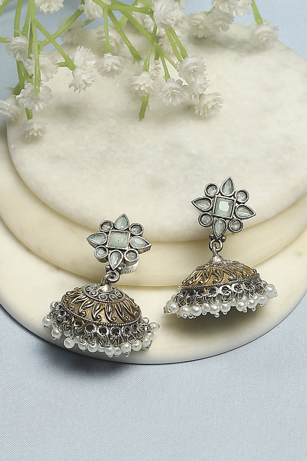 Mint Green Stone Earrings image number 0