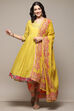 Mustard Cotton Anarkali Kurta Lehenga Set image number 7