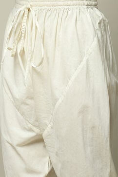 Off White Cotton Anarkali Kurta Churidar Suit Set image number 2