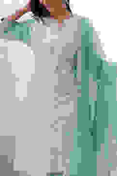 Aqua Yard-Dyed Chanderi Kurta & Pants Suit Set image number 1