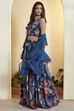 Blue Viscose Rayon Printed Lehenga Set image number 5
