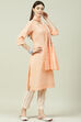 Orange Cotton Screen Print Unstitched Suit Set image number 3