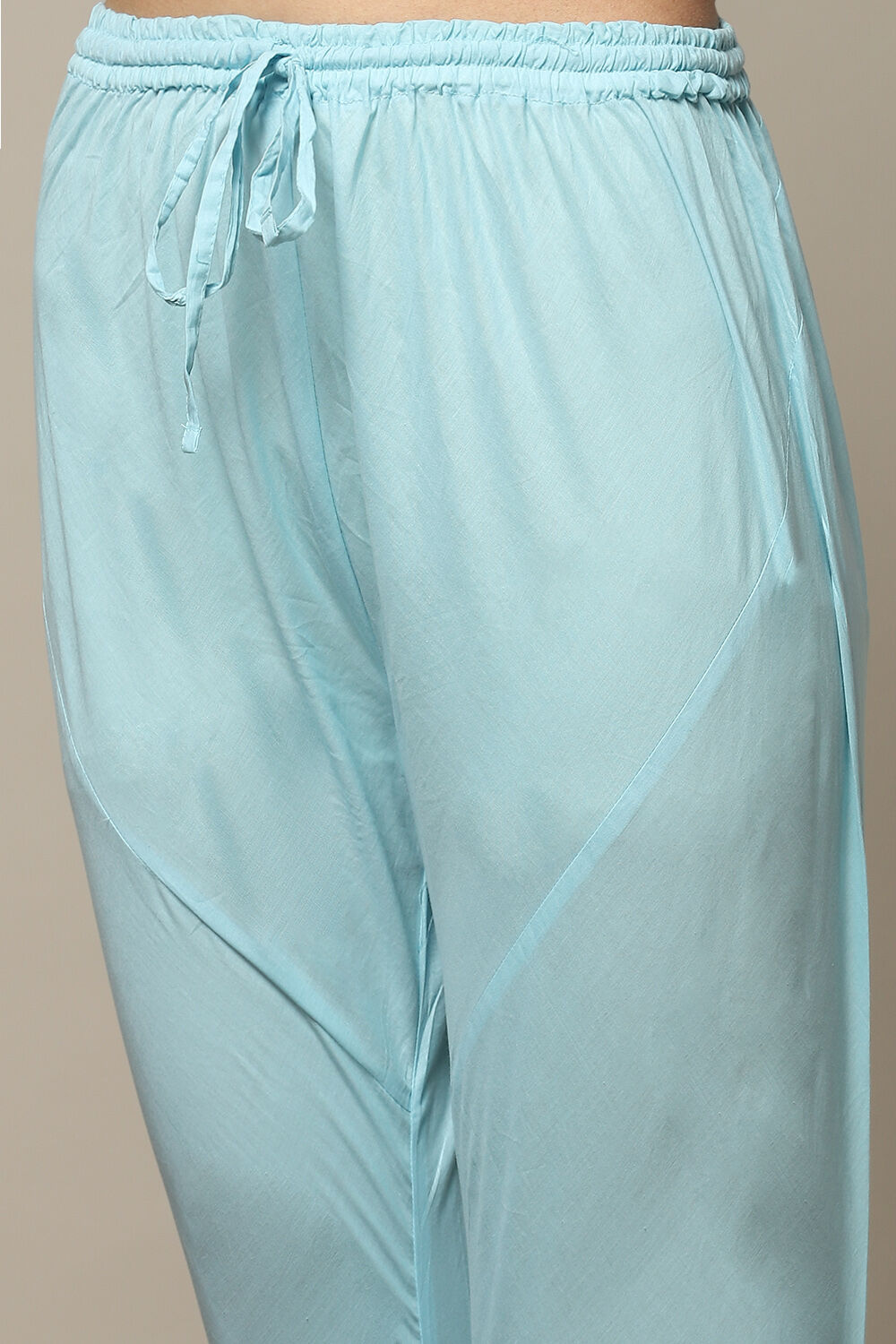 Powder Blue Cotton Anarkali Kurta Churidar Suit Set image number 3