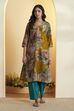 Berry Pink Poly Viscose Floral Straight Kurta image number 5