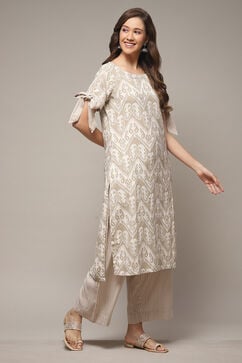 Beige Rayon Straight Printed 2 Piece Set image number 4