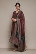 Wine Chanderi Unstitched Suit Set image number 1